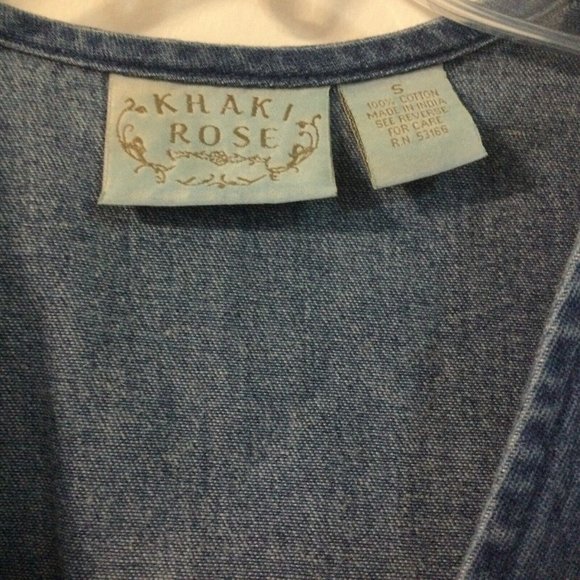 Khaki Rose Blue Denim Zip Up Vest with Pockets S - Picture 2 of 4